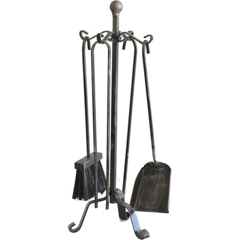 Accessori/Gruppo camino/caminetto in ferro battuto con supporto 4 Pz
