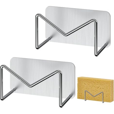 Porte-torchons acier inoxydable argent lot de 2 9x5x4,5cm, égouttoir rangement éponge torchon plan travail (1/5)