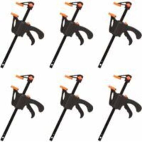 Set of 6 F-Shaped Joint Clamps, Quick and Easy Tightening, Carpentry Hand Tools(4inch) (1/5)