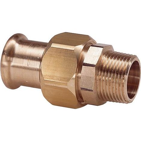 Raccord a sertir en bronze contour M Raccord a vis fem/mal 28x1" Type 6331g, joint plat WG907