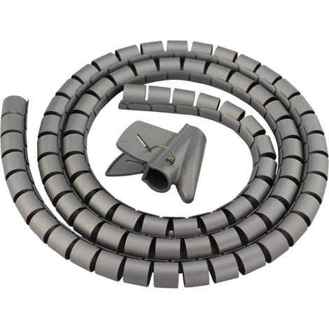 Gaine Range Cable Spirale Tube,Spirale Câble Flexible Tube 28mm2m,pour Câble D'ordinateur,avec Fil à la Maison ou au Bureau,Gris (1/5)