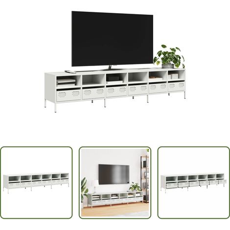 Kaltgewalzter Stahl - TV-Schrank Weiß 202x39x43,5 cm Kaltgewalzter Stahl (1/5)
