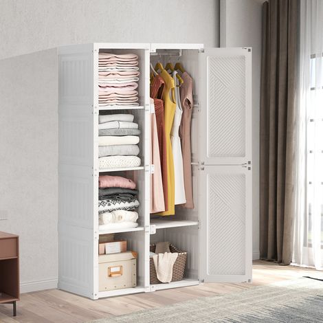 pliable armoire de rangement 69x50x136cm,facile à assembler armoire avec porte blanche,portables armoire de chambre à coucher,robuste et durable armoire de rangement chambre (1/5)