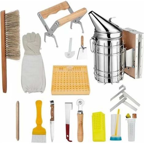 Ensemble d'outils d'apiculture, 15 pièces Kit de démarrage d'apiculteur de luxe costume d'apiculture matériel pour apiculture adapté aux apiculteurs Professionnels et débutants (1/5)
