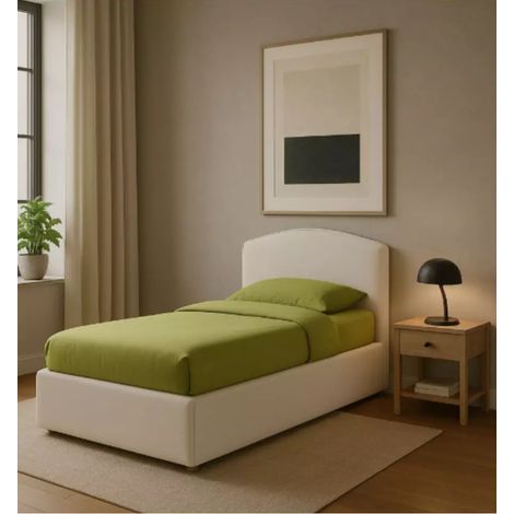 letto singolo con contenitore "moon" rivestito in ecopelle bianco 90x190 cm (1/4)