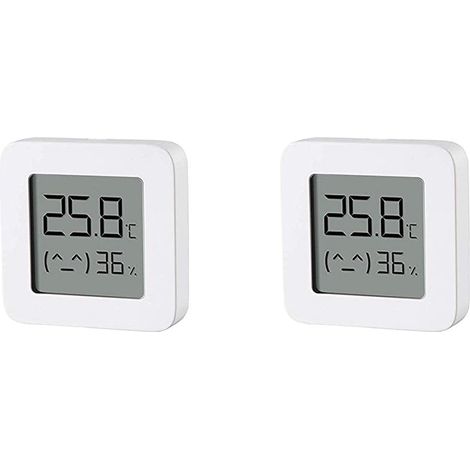 Temperature and Humidity Monitor 2 Connected Indoor Thermometers White, 1.5" LCD Screen, Bluetooth, Long Battery Life (1/5)