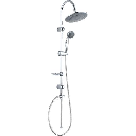 Colonne de douche 5 jets mode'le Duo combine' coulissant et coulissant tringle 95 x 2 cm tringle de douche chrome'e
