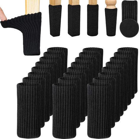 (Noir)24 Pièces Protection Pied de Chaise, Chaussettes de Chaise Mobilier en Feutre, Patins Antidérapants pour Convient Aux Pieds de Chaise