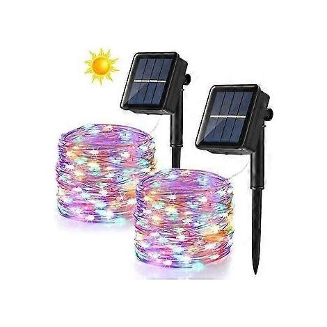 Girlanden solaire extérieur, 10m 120 LED Bunte Weihnachtsgirlanden Outdoor Girlands Solar Kupferfaden 8 Wasserdichte Modi Inneren Sterne Fr Gartenterrasse (1/5)