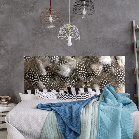 Sticker mural déco chambre à coucher, plumes magniques pour tête de lit, 83 cm X 160 cm, dormir paisiblement et sereinement. (1/5)