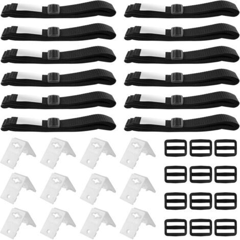 Set di 12 strisce di fissaggio per pellicola solare per piscina, avvolgitore per piscina, strisce e clip di fissaggio, pellicola solare mobile per sistema di avvolgimento mobile per coperture per pisc (1/4)