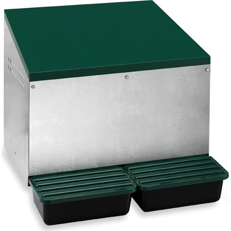 Poulailler Direct – Pondoir poule extérieur en métal galvanisé avec 2 nichoirs – Bacs de récupération des œufs – Dimensions L53 x l52 x H48 cm