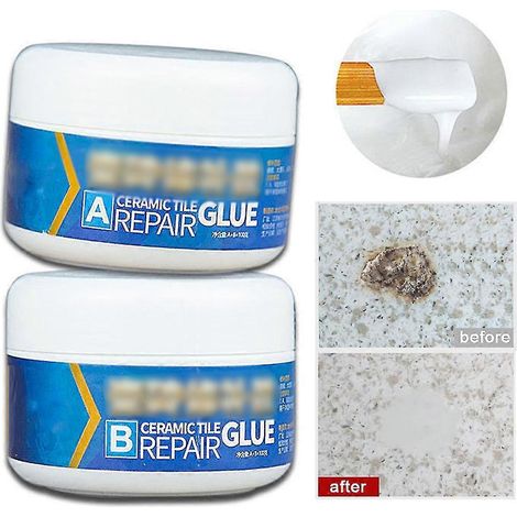 Kit de réparation de carrelage et céramique, colle pour sol, baignoire et porcelaine, mastic étanche pour faïence et douche (1/5)