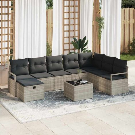 Ensemble de Canapés 9 pc 8-Nombre de places Gris clair vidaXL (1/5)