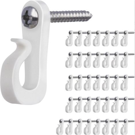 Pack de 20 crochets en plastique pour guirlande lumineuse avec vis (1/3)