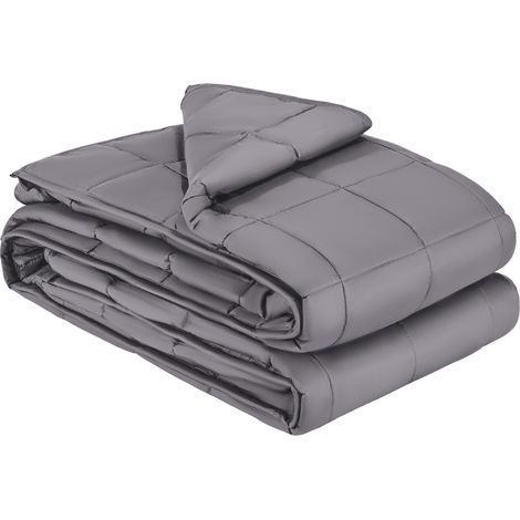 VEVOR Couverture Lestee 11,5 kg Couette Lourde 203 x 221 cm, Coton Doux, Respirante, avec Perles de Verre, Convient aux Personnes 113-140 kg, pour Soulager Anxiete et Stress, Ameliorer Sommeil, Gris (1/5)