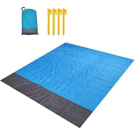 Natte De Plage - 140 x 200 cm - Imperméable - Avec 4 Piquets De Fixation - Pour Pique-nique Camping Extérieur - 1 Pièce (1/5)