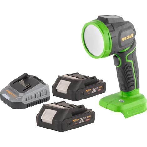 Procraft LL18bb Foco LED recargable 20 V 300 lm + 2x batería 2,0 Ah + cargador