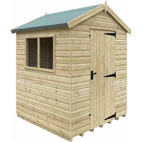 6 x 6 Feet Apex Premier 16mm Shed - Solid Wood/Softwood/Pine - L175 x W175 x H242.3 cm - Green