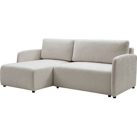 Canapé d'angle convertible et réversible en tissu texturé blanc cassé BARTILI (1/5)