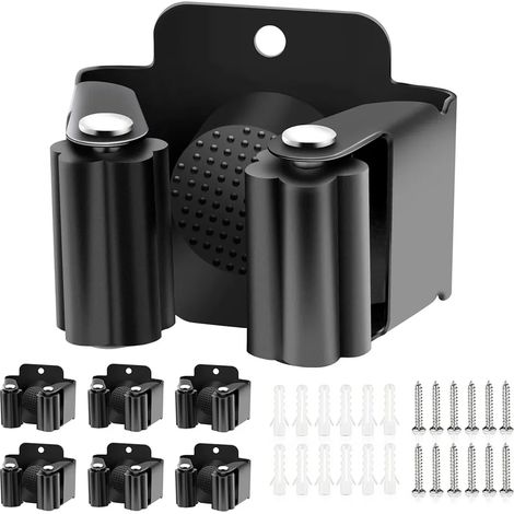 Lot de 6 supports muraux pour outils, porte-balai et vadrouille, organiseur de jardin, crochets de rangement pour balai, pelle et accessoires, fixation murale robuste (1/5)