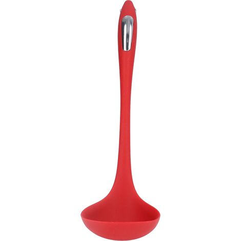 Cuillère à soupe silencieuse en silicone souple, saine et sûre, facile à nettoyer, gain de place dans la cuisine, ustensiles de cuisine rouges (1/5)