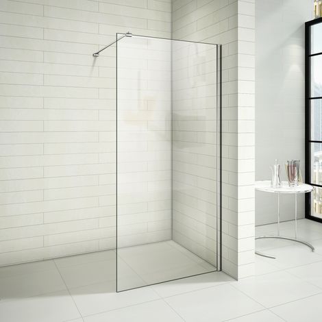 Paroi de douche 50x200cm paroi de douche à l'italienne AICA verre anticalcaire avec barre de fixation grande pince (1/5)