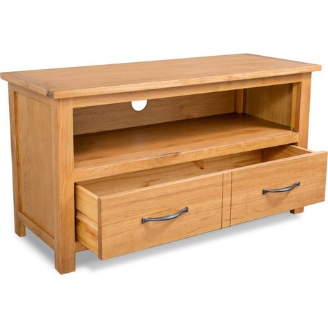 Meuble TV, Étagère TV, Meuble de Salon, 90x35x48 cm Bois de chêne massif OIB9466E (1/4)