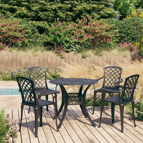 Ensemble de bistro 5 pcs Aluminium coulé Noir (1/5)