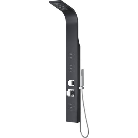 Colonna doccia curva alluminio nero pannello idromassaggio mod. Vittoria