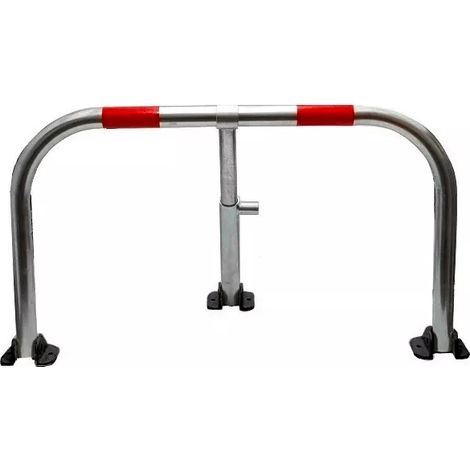 Ultra Secure – Arceau de parking rabattable galvanisé – Cadenas intégré à 7 pistons – Bandes réfléchissantes rouges – Fixation béton incluse