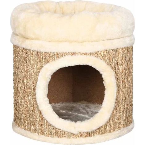 Maison pour chat avec coussins luxueux, 33 cm, motif algues (1/4)