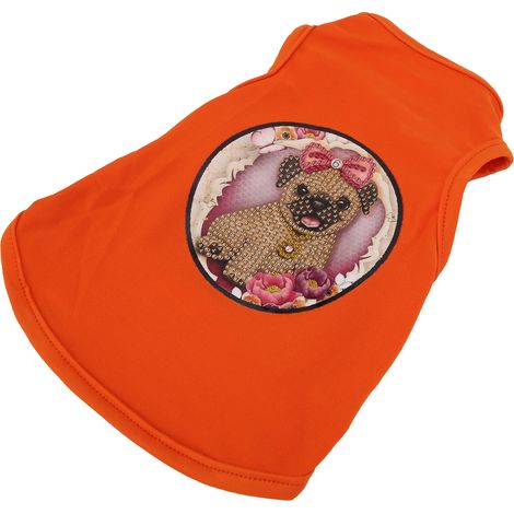 Chemise/gilet d'été orange L, motif diamant pour petits chiens et chats (1/5)