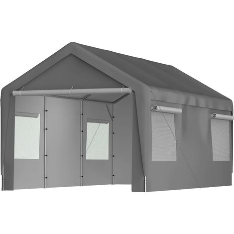 Abri de voiture extérieur, protection durable contre les intempéries, assemblage flexible, Gris (1/2)