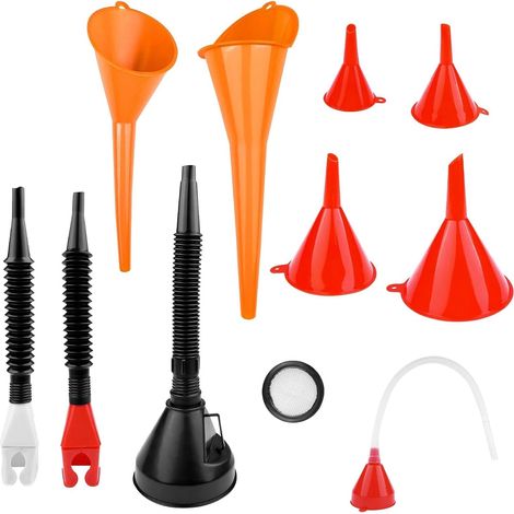 Entonnoir Carburant en Plastique à Long Goulot, Entonoir Huile Essence, Entonnoirs de Voiture, avec Filtre et Extension Flexible Angle Droit Long Bec Entonoir, pour Moto Moteur, Automobile (1/5)