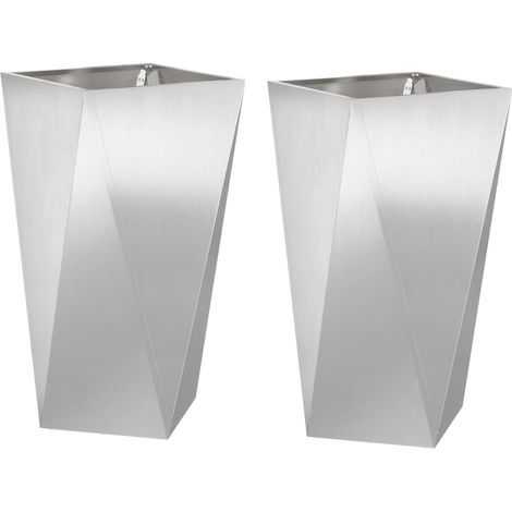 Planter 2 pcs Silver 40 x 40 x 75 cm Stainless Steel vidaXL
