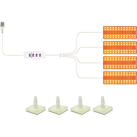 Ruban lampe de culture LED plein spectre avec 5 niveaux de luminosité et minuterie 8/12/16h 72 LED pour semis légumes fleurs et succulentes