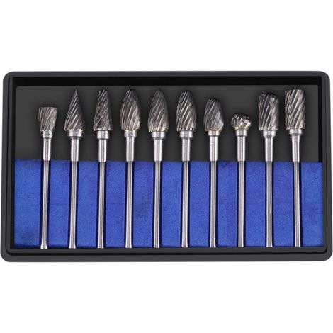 Lot de 10 limes rotatives en acier au carbure de tungstène pour sculpture (température unique) (1/5)