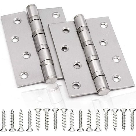 Charnière de Porte en Inox，2 Pcs Charnières De Porte Charnières Pliables Charnières Inox Épaisseur 3mm Paumelle，pour Portes massives intérieur (Silver)