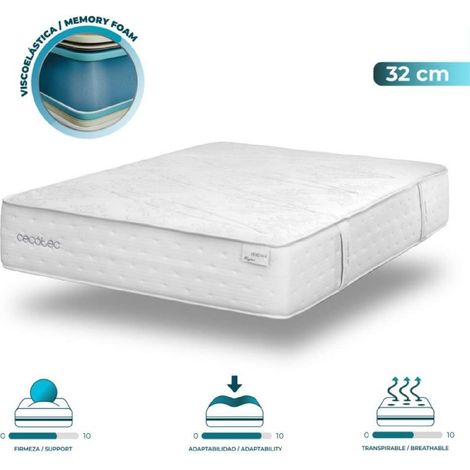 Cecotec Colchón Viscoelástico - Multicapa de Espumación Exclusiva - Flow Hêritage Meghan 135x190 - Altura 32cm, Viscoelástica