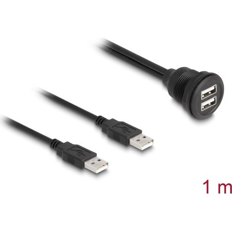 Delock USB 2.0 Cable 2 x USB Tipo-A macho para 2 x USB Tipo-A hembra para integraciÃ³n 1 m negro