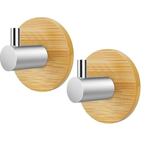 Patère Porte en Bambou À Suspendre 2 Pièces Crochet en Acier Inoxydable Bambou Acier Inoxydable et Crochet de Robe en Bambou pour la Cuisine Salle de Bain le Salon et le Bureau (1/4)