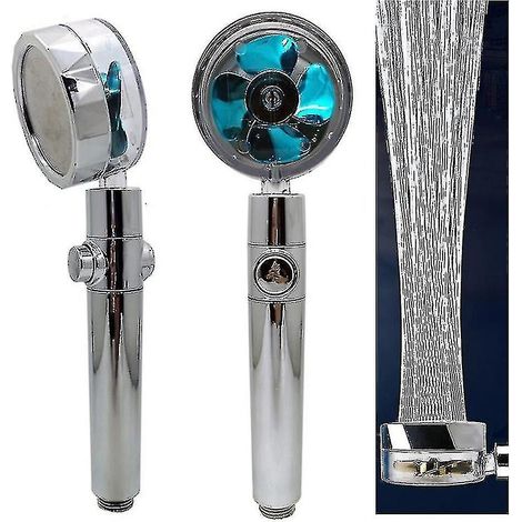 Pommeau de douche pivotant à 360 degrés avec débit d'eau économe et petit ventilateur (1/3)
