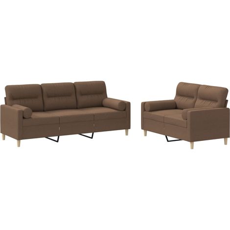 Maison Exclusive - Set di Divani 2 pz con Cuscini Marrone in Tessuto (1/5)