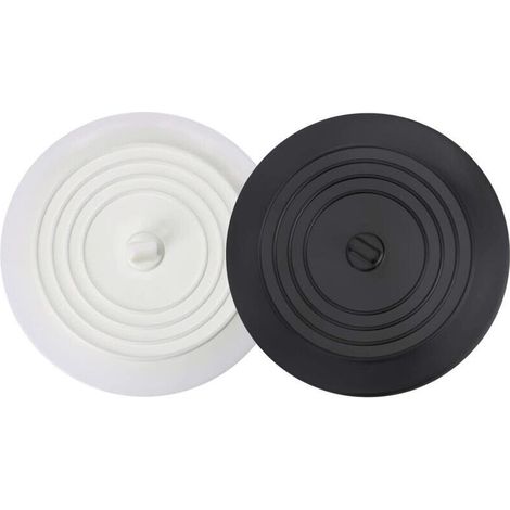 2 Pièces Bouchon de Baignoire, Bouchon Baignoire Universel 6 Pouces, Bouchon Evier Cuisine, Silicone Bouchon pour la Cuisine, pour Éviter Les Fuites(Blanc et Noir) (1/5)