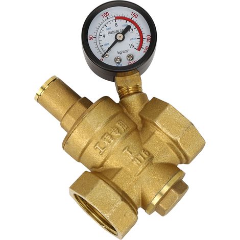 Détendeur de pression d'eau réglable en laiton DN25 avec manomètre intégré, réducteur de pression (1/5)