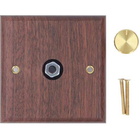 Interrupteur variateur avec bouton en laiton, variateur rotatif en bois de noyer noir pour éclairage résidentiel, 200–250 V