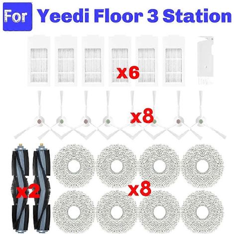 Brosse pour aspirateur Fits pour Yeedi Floor 3 Station Robot Aspirateur pièce détachée Accessoires Main Side Brosse Serpillière Cloth (1/5)