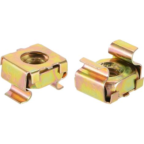 M6 Ecrous à Cage pour Armoire de Rack Serveur, en Acier au Carbone Zingué Jaune, Lot de 50 (1/5)