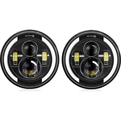 Stück 7-Zoll-LED-Scheinwerfer für Motorrad und Auto mit Tagfahrlicht/Blinker/Abblendlicht/Fernlicht, 7 Zoll rund, schwarz